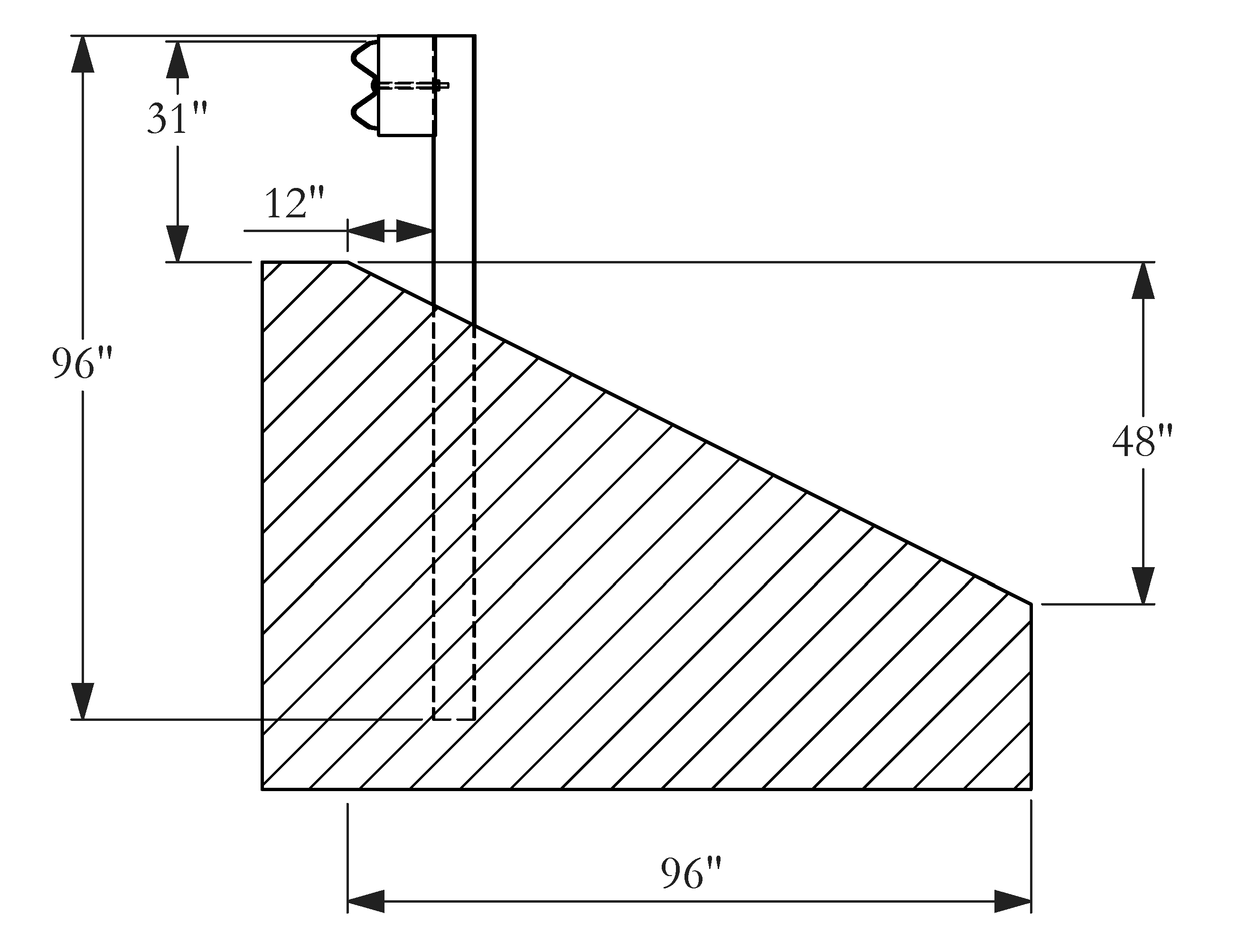 Figure 2. Cross Section of the Guardrail on Slope System Tested by TTI.