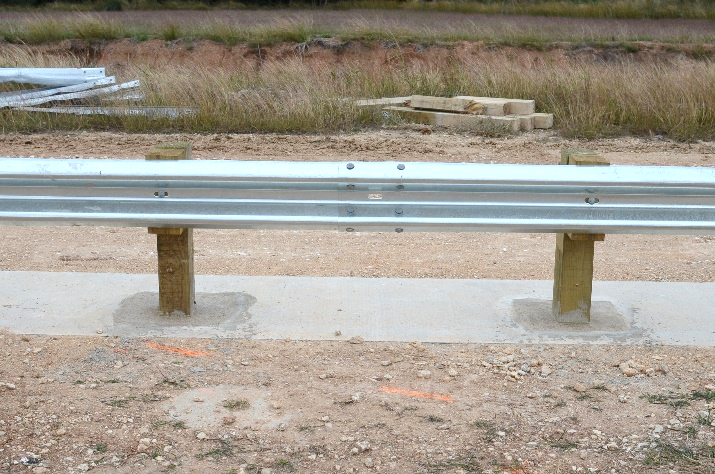 31-Inch W-Beam Guardrail With Wood and Steel Post In Concrete Mow Strip ...
