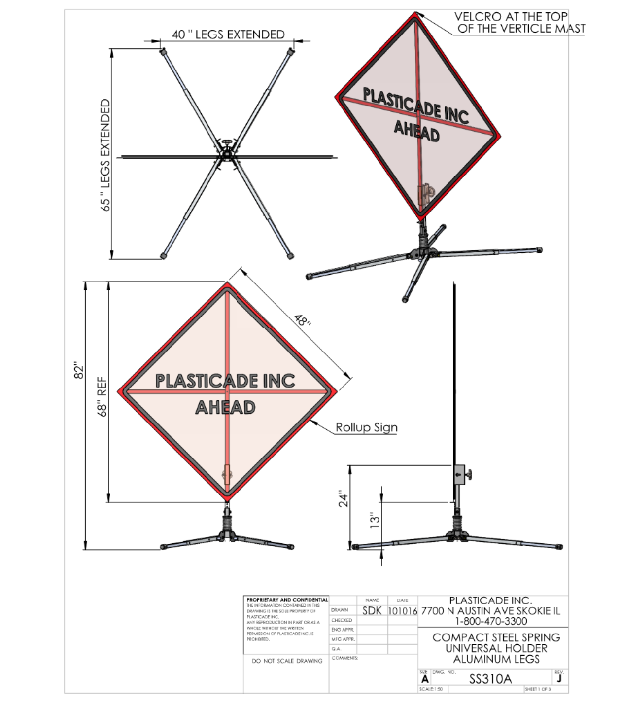 Plasticade SS310A Sign Stand with rollup signs - Roadside Safety Pooled ...