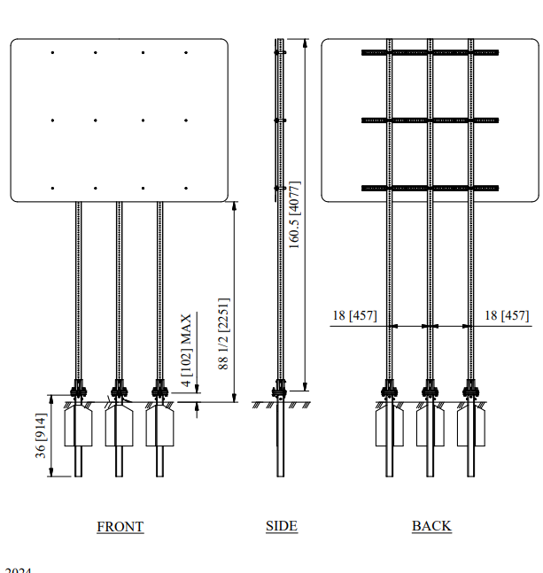 S-Q 8 Slip Base, Perforated, 3-Post Sign Support System - Roadside ...